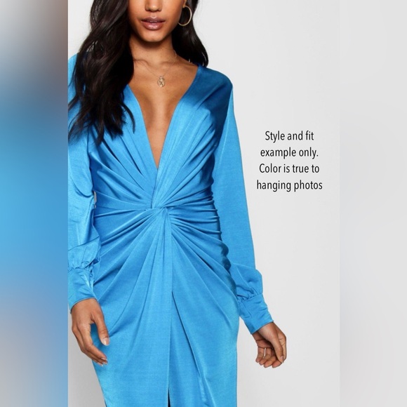 Stunning deep V silk like dress! - Picture 3 of 3